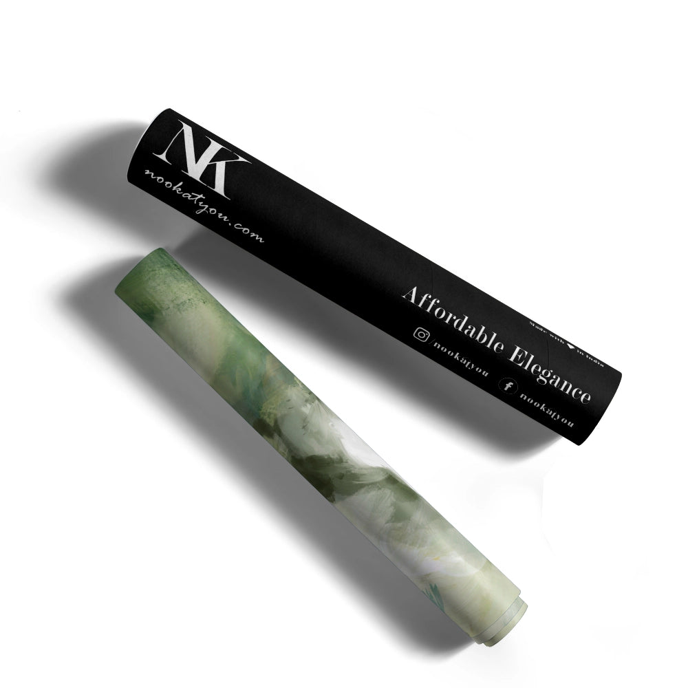 Whispering Greens Abstract Painting For Living Room - XS / Matte Paper / Rolled Art - Nook At You