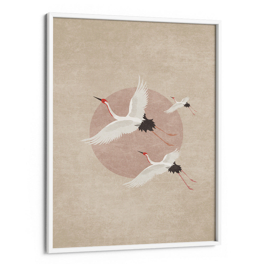 Cranes in Flight - Beige Abstract Wall Art - XS / Matte Paper / Rolled Art - Nook At You