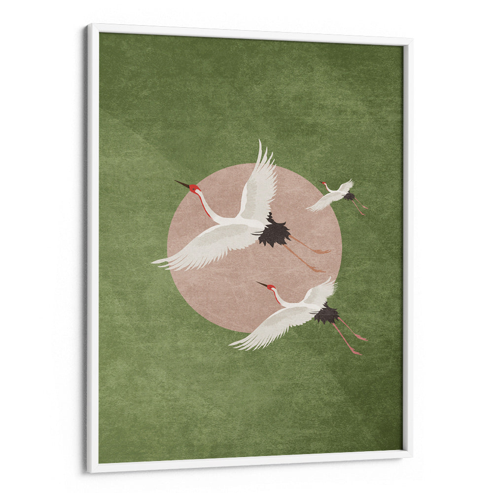 Cranes in Flight - Green Abstract Art - XS / Matte Paper / Rolled Art - Nook At You