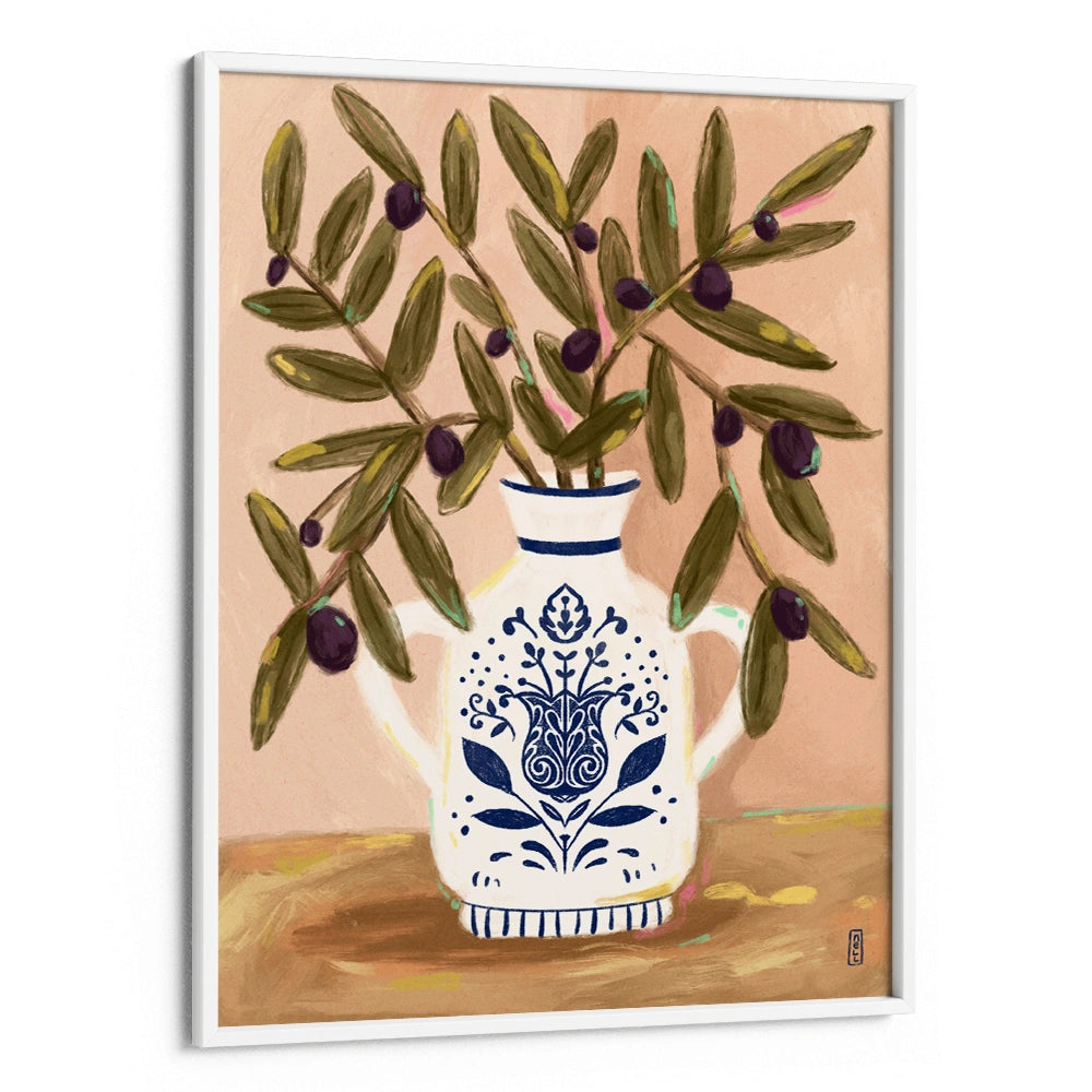 Olive Branches In a Pot Botanical Painting - XS / Matte Paper / Rolled Art - Nook At You