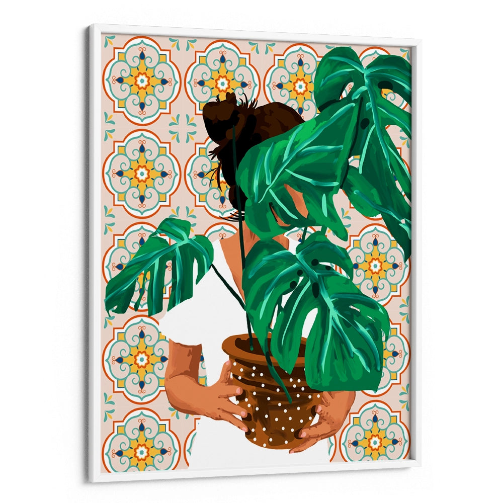 Monstera Plant Lady Boho Art Painting - XS / Matte Paper / Rolled Art - Nook At You