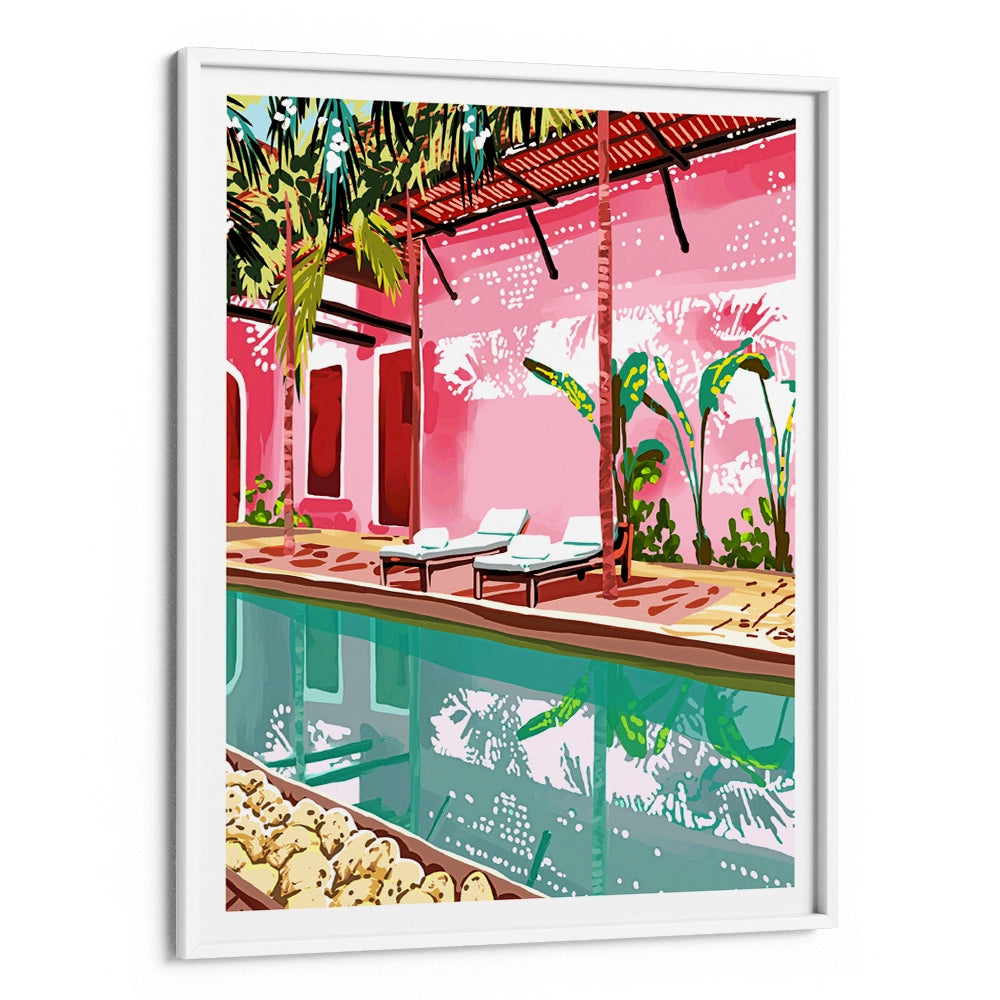 Vacay Villa With Poolside Scene Wall Art Prints - 5XL / Canvas / Rolled Art - Nook At You