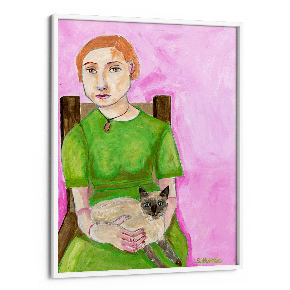 Lady with Cat Women Illustration Wall Art - XS / Matte Paper / Rolled Art - Nook At You
