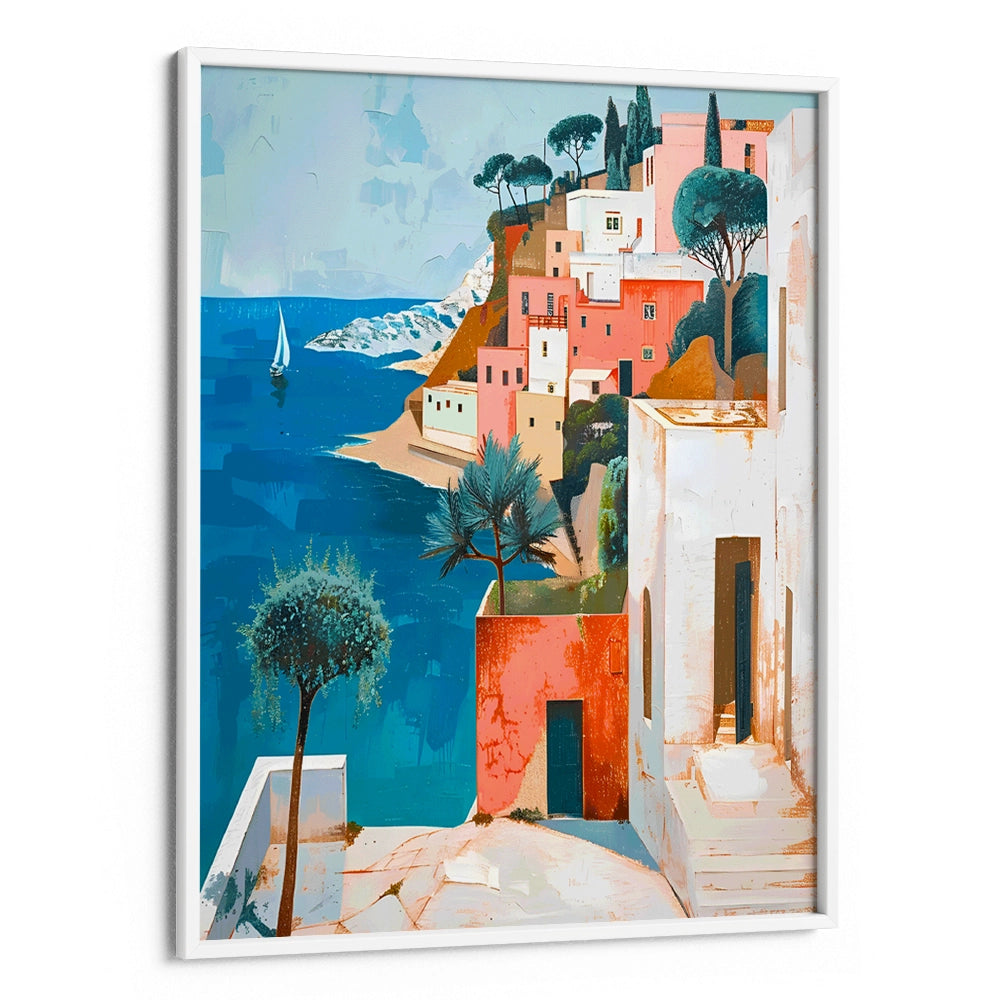 Mediterranean Village Landscape Canvas Painting - XS / Matte Paper / Rolled Art - Nook At You