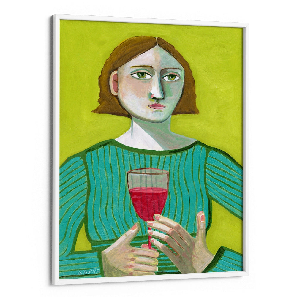 Lady with Red Wine Women Illustration Painting - XS / Matte Paper / Rolled Art - Nook At You