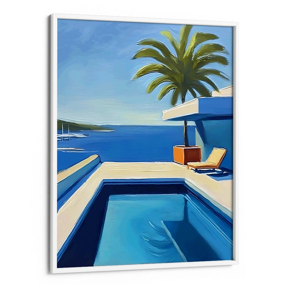 Blue Swimming Pool Landscape Painting - XS / Matte Paper / Rolled Art - Nook At You