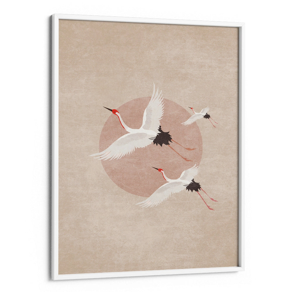Cranes in Flight - Beige Abstract Wall Art - XS / Matte Paper / Rolled Art - Nook At You