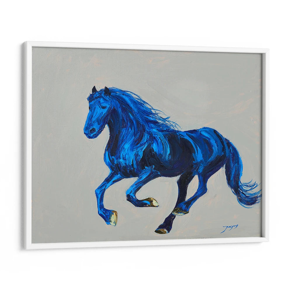 Dynamic Blue Gallop - Horse Painting - XS / Matte Paper / Rolled Art - Nook At You