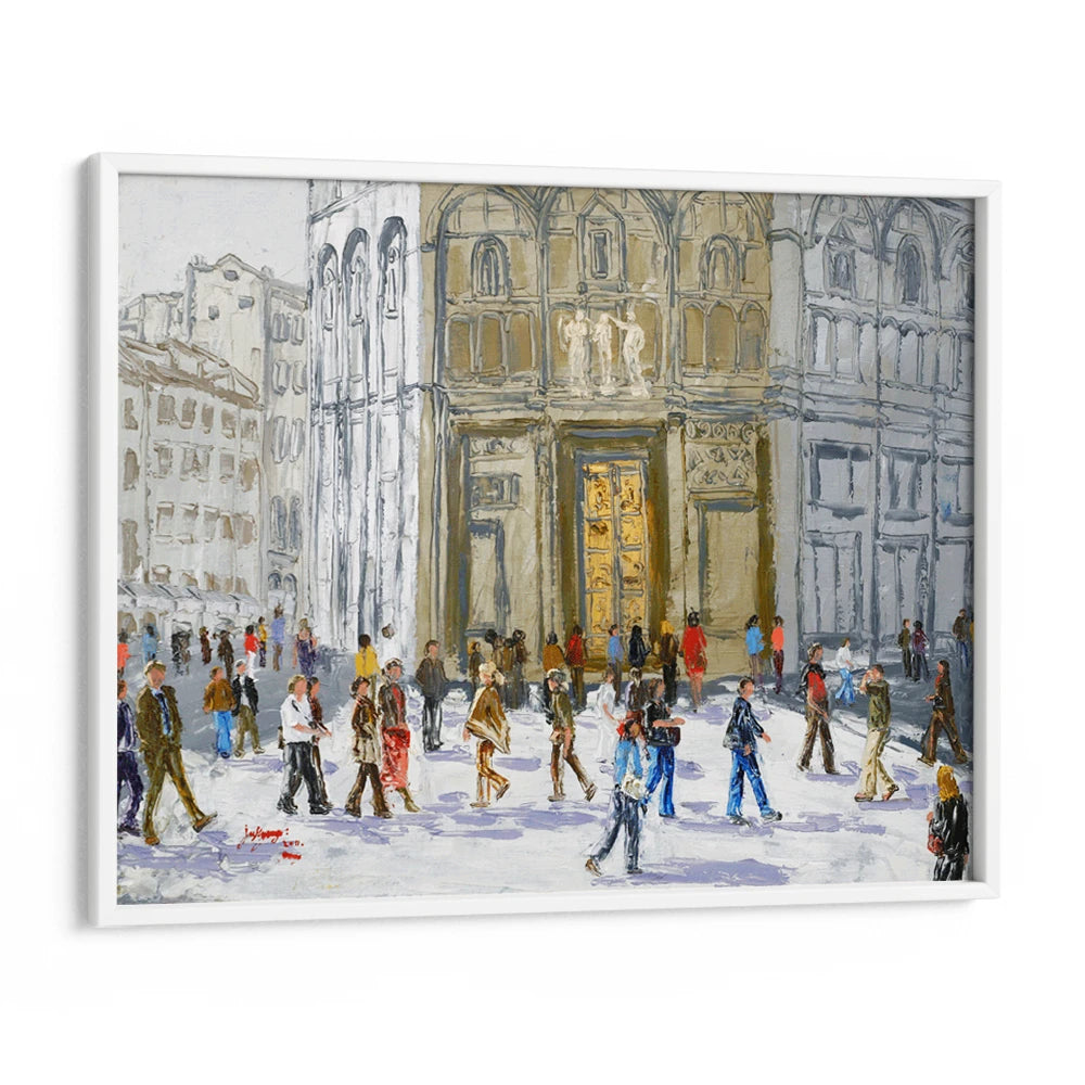 Bustling European City Square Canvas Landscape Poster - XS / Matte Paper / Rolled Art - Nook At You