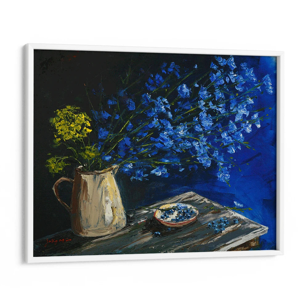 Vibrant Blue Still Life Botanical Wall Art For Reading Room - XS / Matte Paper / Rolled Art - Nook At You