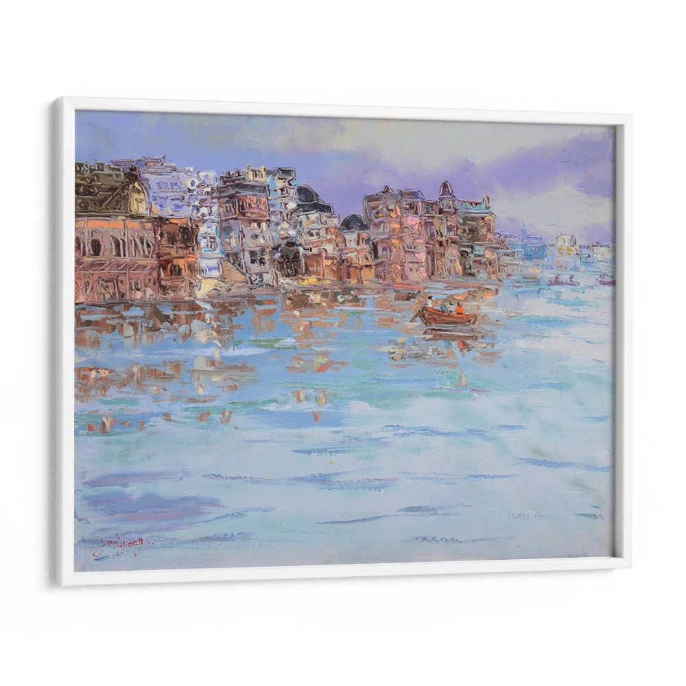 Varanasi River Morning Landscape Canvas Art Print - XS / Matte Paper / Rolled Art - Nook At You