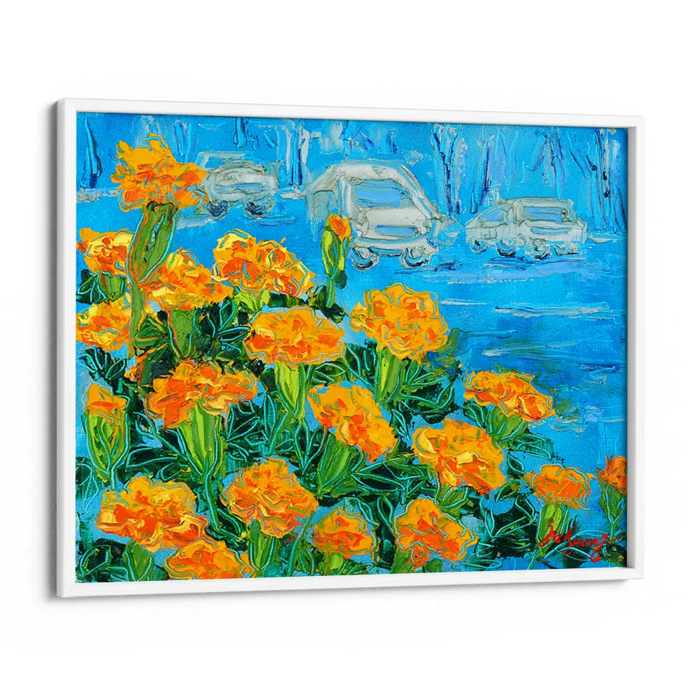 Marigolds and City Street Floral Wall Art - XS / Matte Paper / Rolled Art - Nook At You