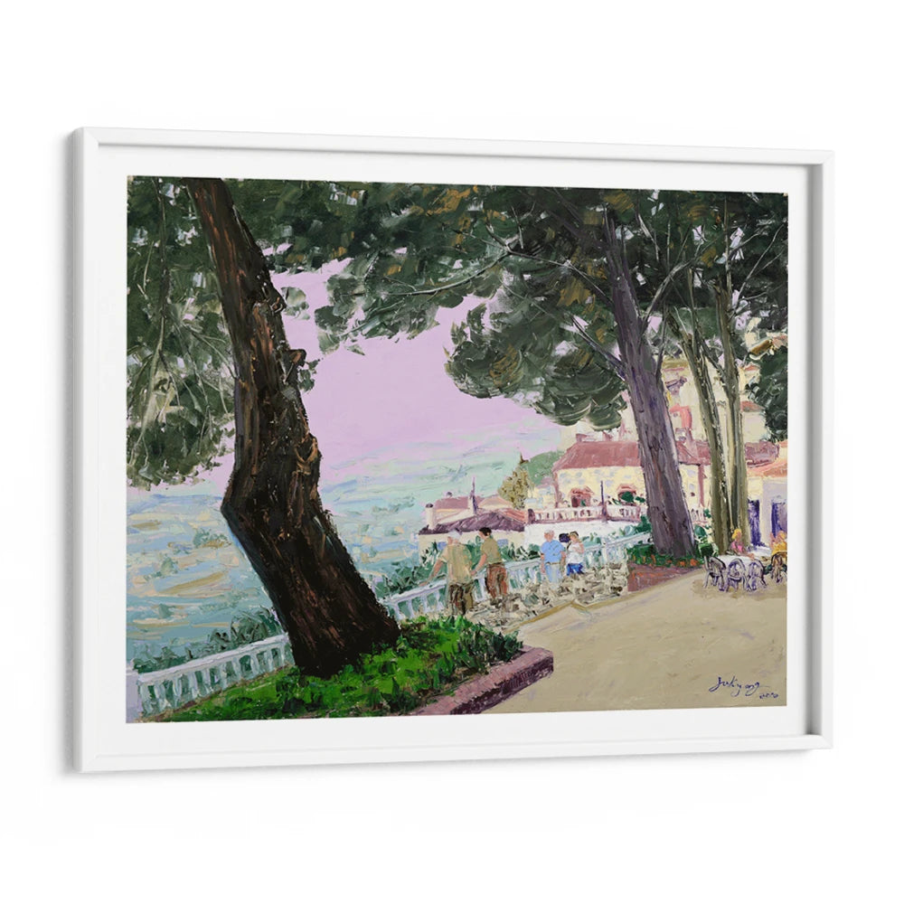 Hillside Town Promenade Landscape Painting For Living Room - XS / Matte Paper / Rolled Art - Nook At You