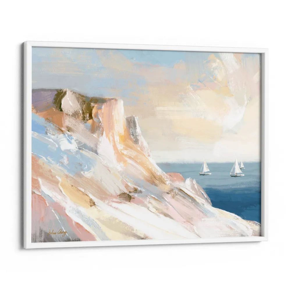 Peaceful Coastal Sailboats Landscape Painting - XS / Matte Paper / Rolled Art - Nook At You