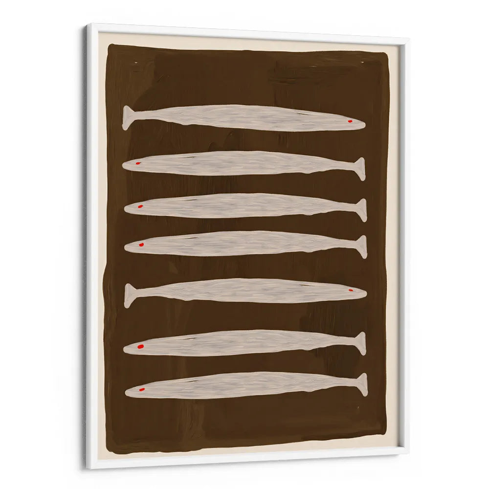 Seven White Fish Pattern Canvas Wall Art - XS / Matte Paper / Rolled Art - Nook At You
