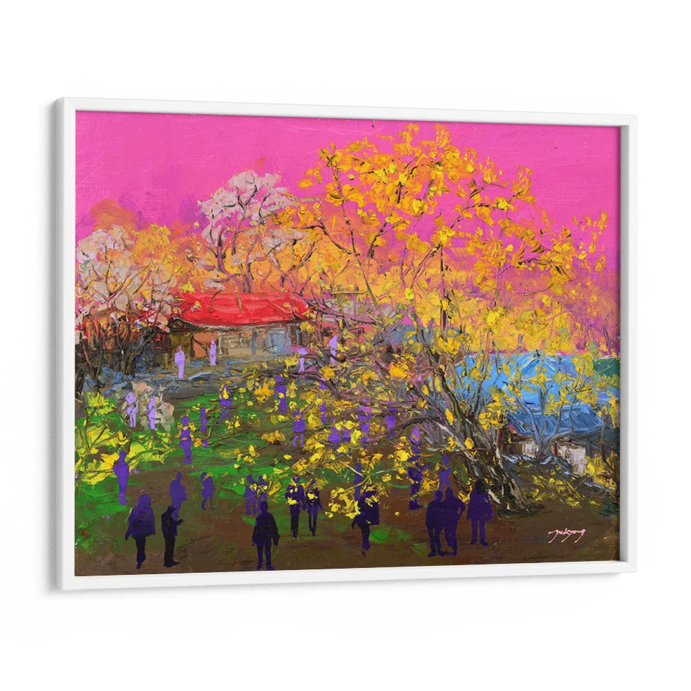 Vibrant Village Scene Landscape Wall Art For Workspace - XS / Matte Paper / Rolled Art - Nook At You