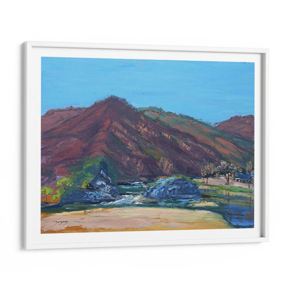 Serene Mountain Beach Landscape Painting - XS / Matte Paper / Rolled Art - Nook At You