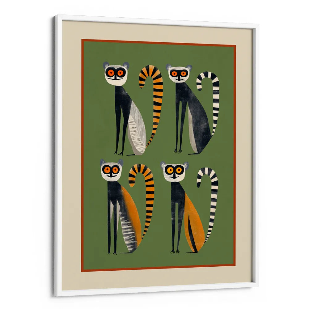 Playful Jungle Lemurs Abstract Wall Art Print - XS / Matte Paper / Rolled Art - Nook At You