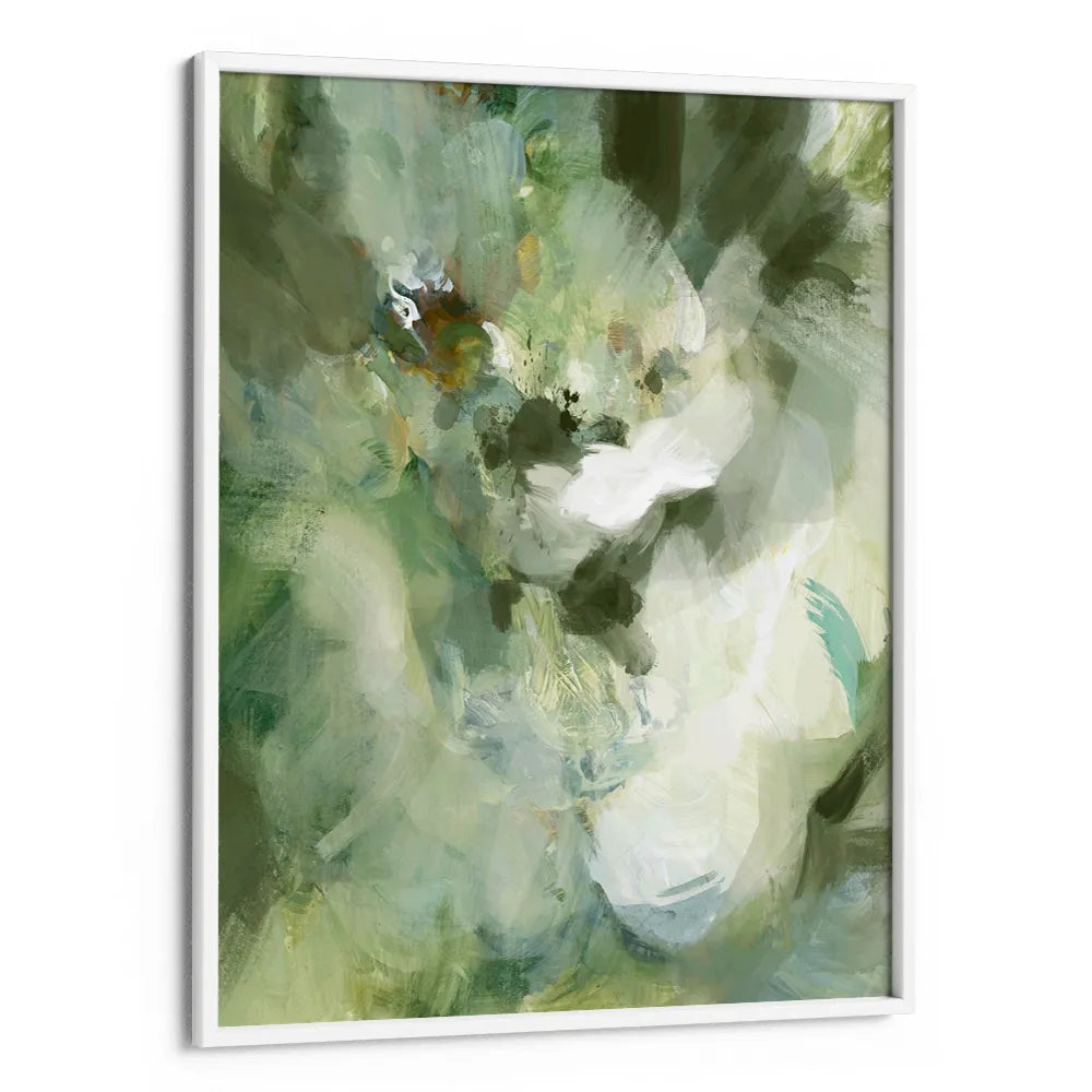 Whispering Greens Abstract Painting For Living Room - XS / Matte Paper / Rolled Art - Nook At You