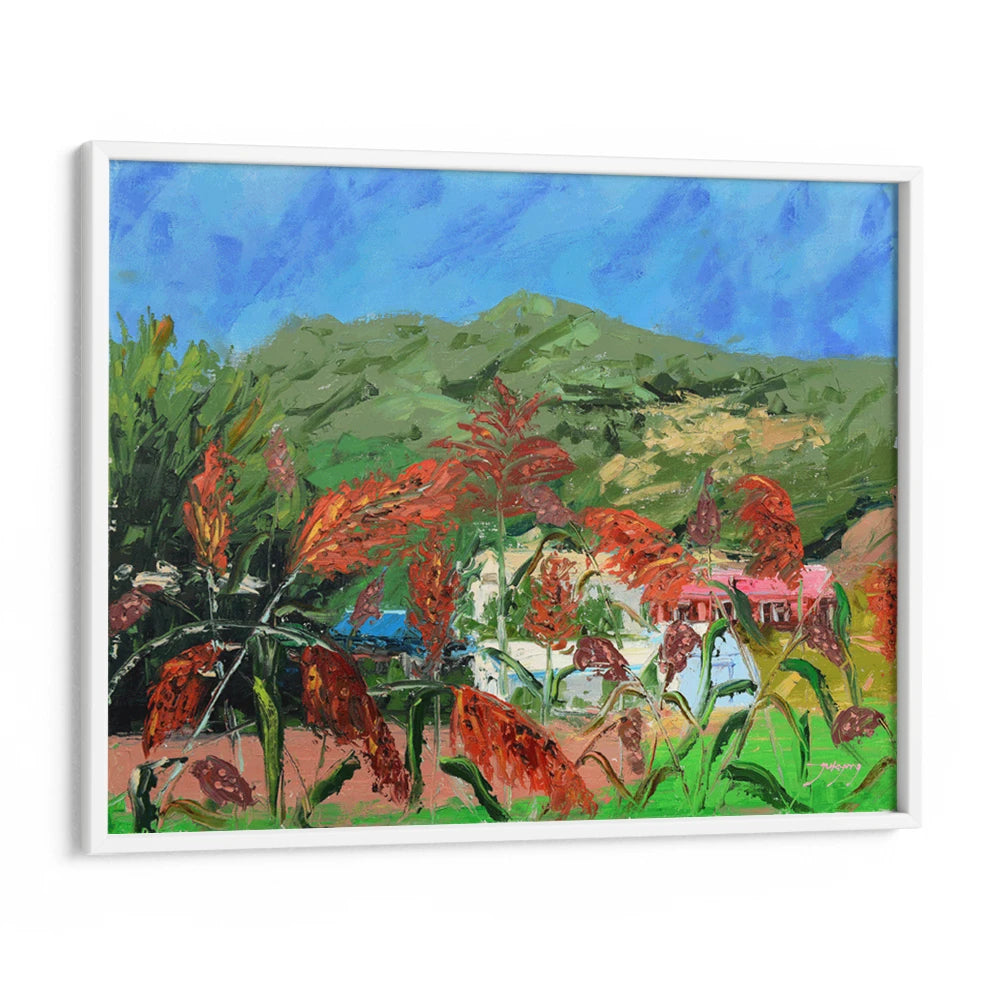 Vibrant Sorghum Field Landscape Nature Painting - XS / Matte Paper / Rolled Art - Nook At You