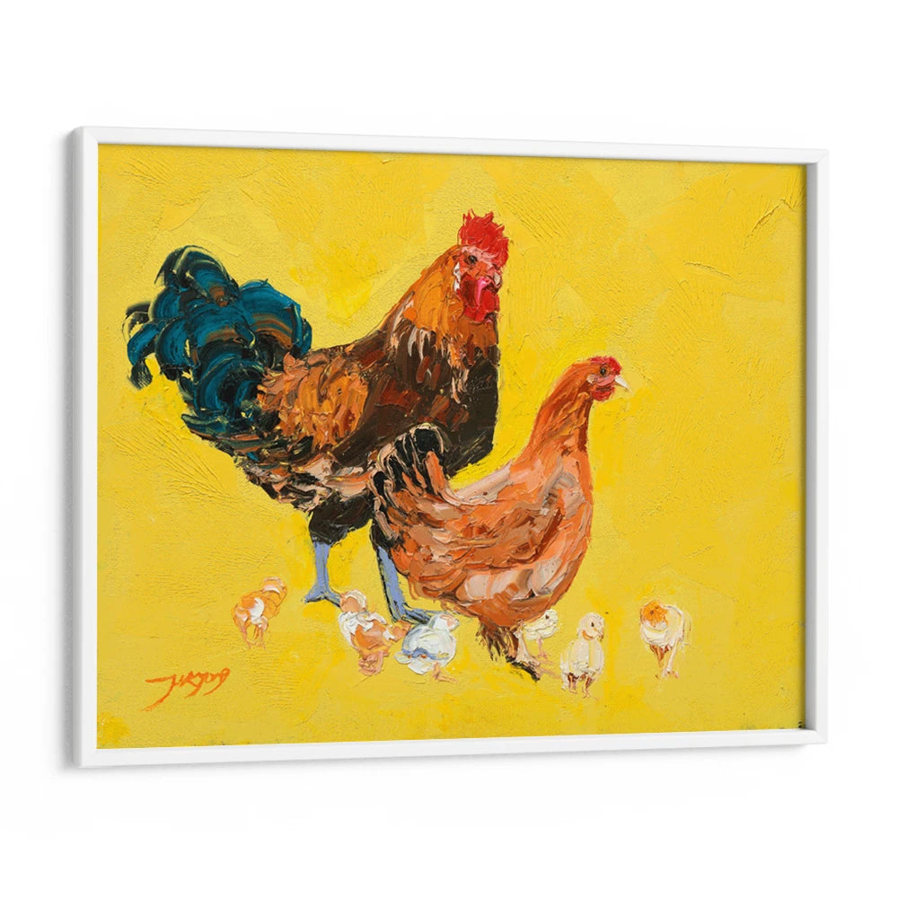 Vibrant Chicken Family Canvas Wall Art For Living Room - XS / Matte Paper / Rolled Art - Nook At You