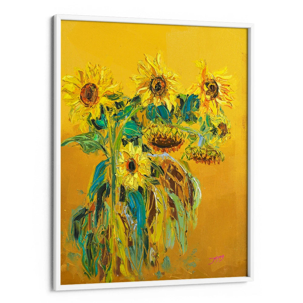 Golden Sunflower Blooms Floral Wall Art Painting - XS / Matte Paper / Rolled Art - Nook At You