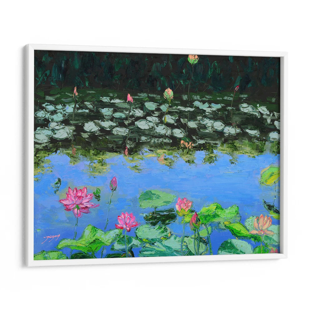 Pink Lotus Reflections Vibrant Botanical Wall Art Print - XS / Matte Paper / Rolled Art - Nook At You