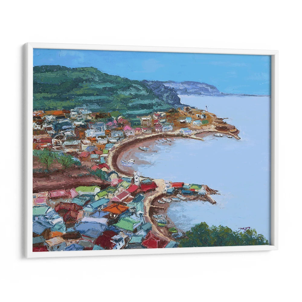 Colorful Coastal Village Landscape Wall Art Print - XS / Matte Paper / Rolled Art - Nook At You