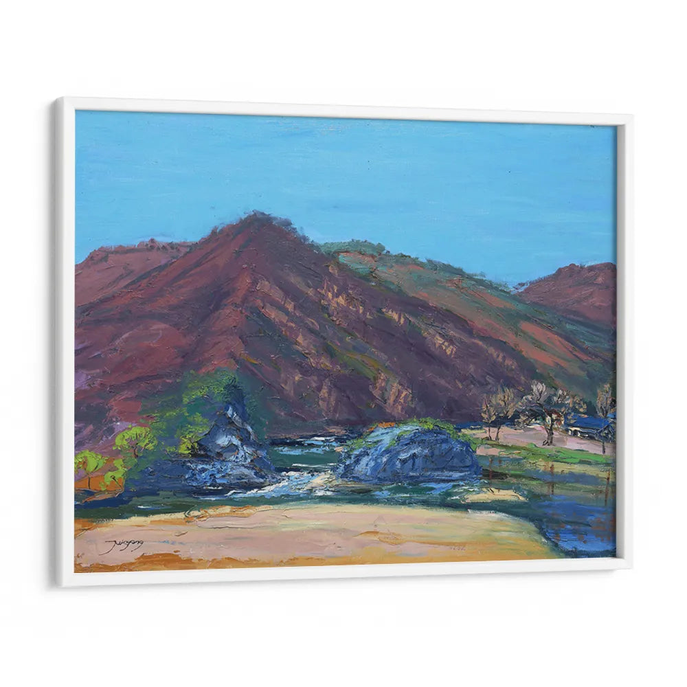 Serene Mountain Beach Landscape Painting - XS / Matte Paper / Rolled Art - Nook At You