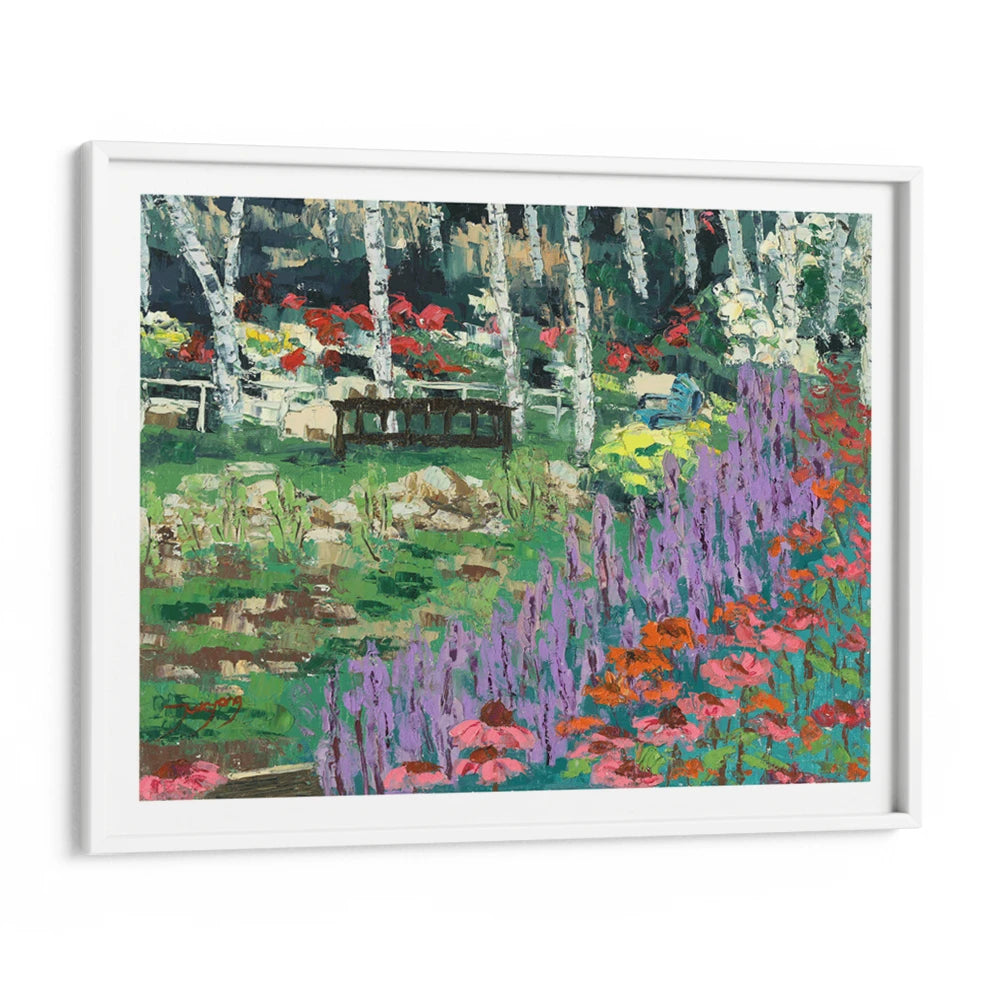Summer Birch Garden Landscape Wall Art Print - XS / Matte Paper / Rolled Art - Nook At You