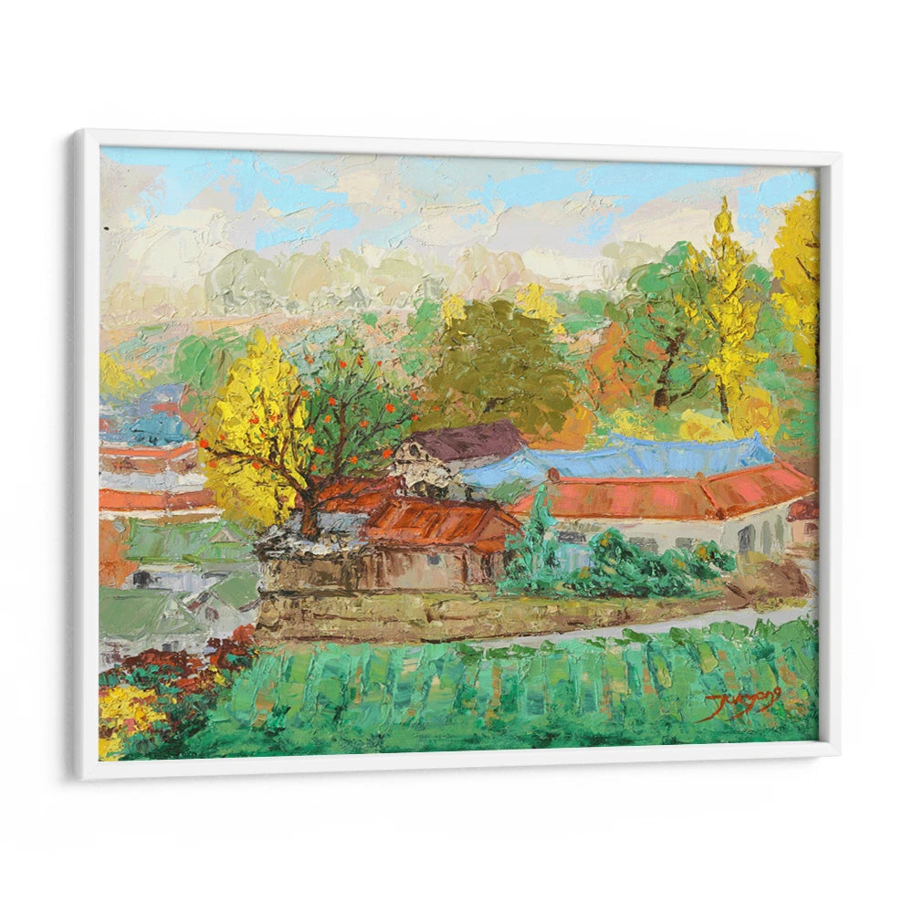 Colorful Autumn Village Landscape Painting - XS / Matte Paper / Rolled Art - Nook At You