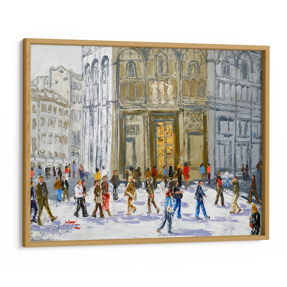 Bustling European City Square Canvas Landscape Poster - XS / Matte Paper / Rolled Art - Nook At You