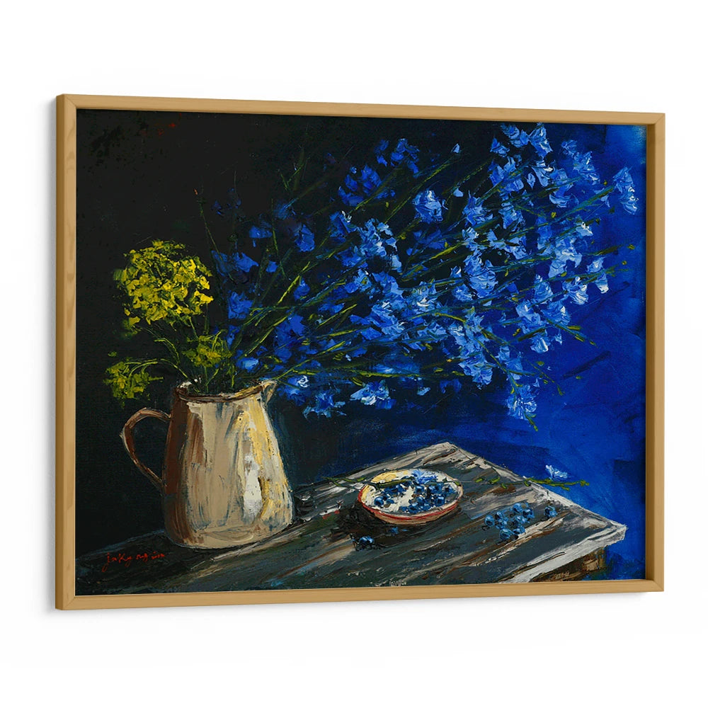 Vibrant Blue Still Life Botanical Wall Art For Reading Room - XS / Matte Paper / Rolled Art - Nook At You