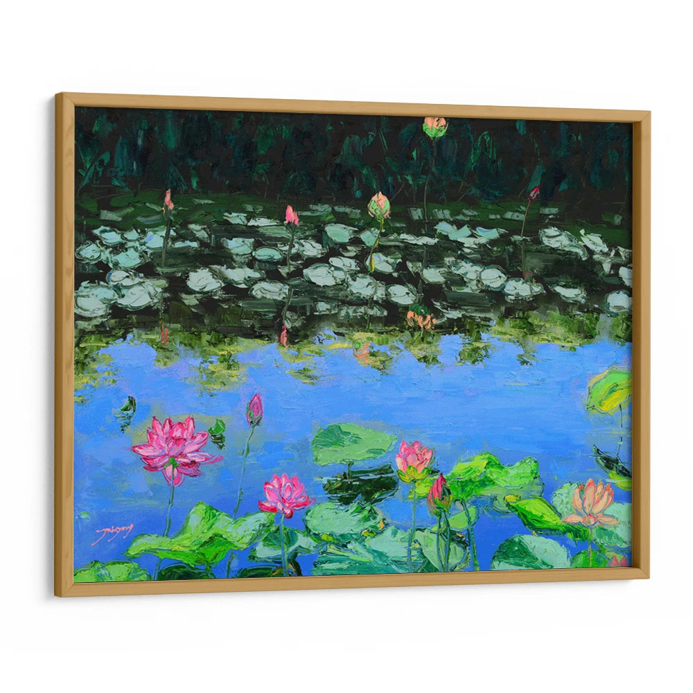 Pink Lotus Reflections Vibrant Botanical Wall Art Print - XS / Matte Paper / Rolled Art - Nook At You