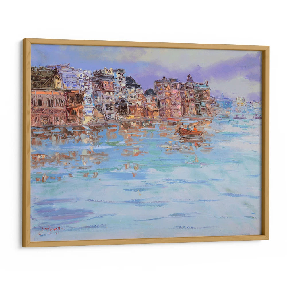 Varanasi River Morning Landscape Canvas Art Print - XS / Matte Paper / Rolled Art - Nook At You
