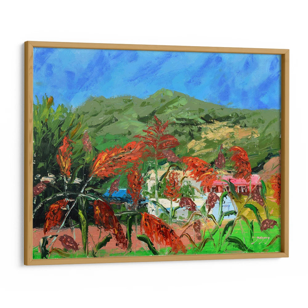 Vibrant Sorghum Field Landscape Nature Painting - XS / Matte Paper / Rolled Art - Nook At You