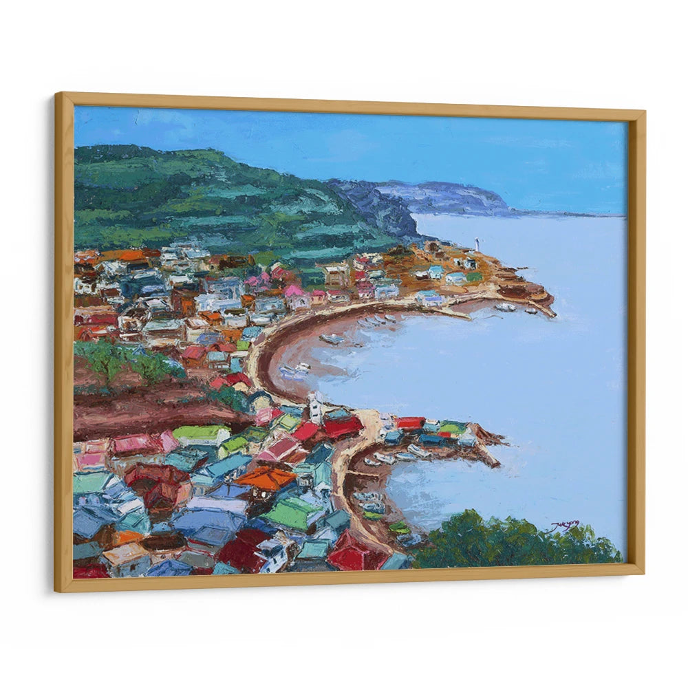 Colorful Coastal Village Landscape Wall Art Print - XS / Matte Paper / Rolled Art - Nook At You