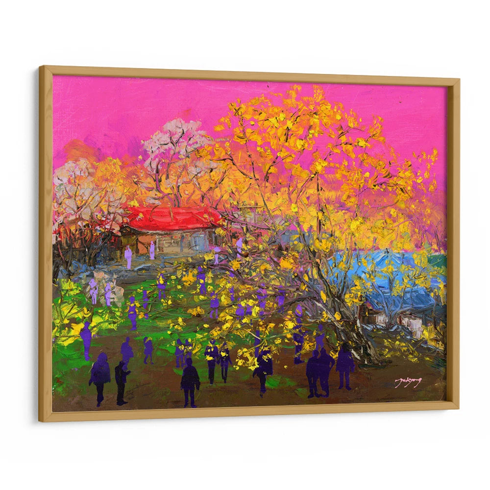 Vibrant Village Scene Landscape Wall Art For Workspace - XS / Matte Paper / Rolled Art - Nook At You