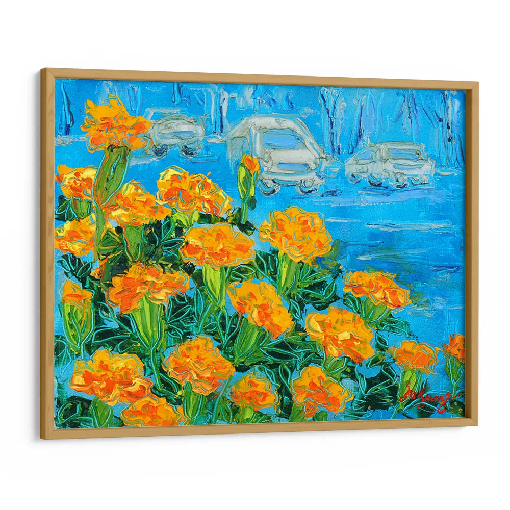 Marigolds and City Street Floral Wall Art - XS / Matte Paper / Rolled Art - Nook At You