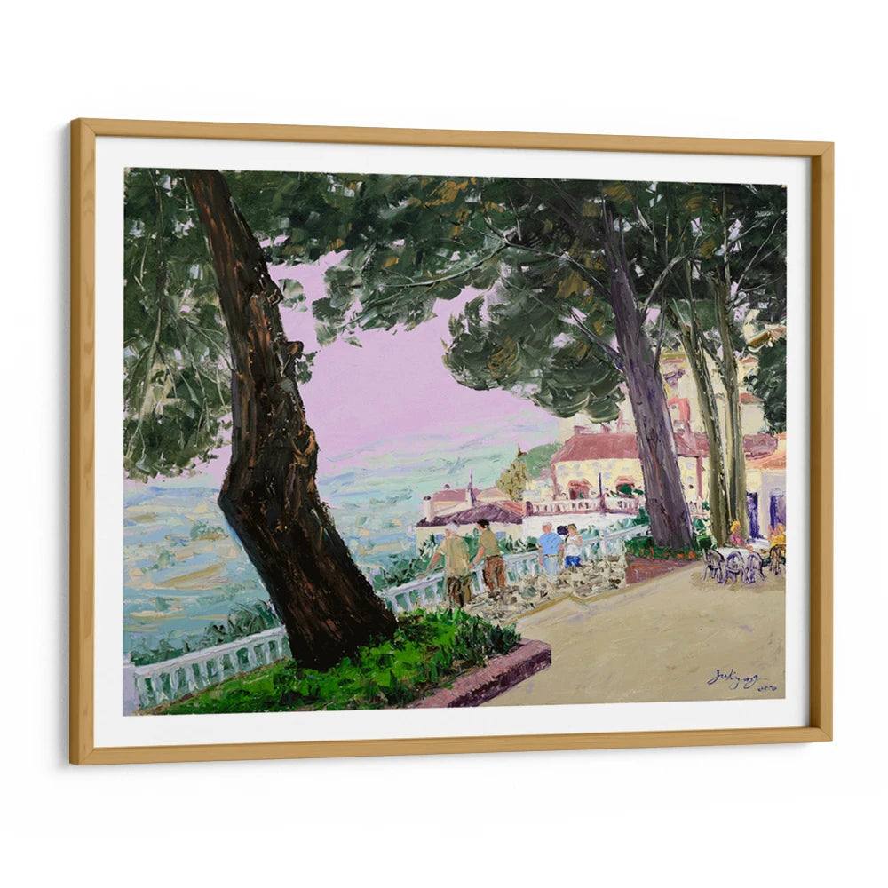 Hillside Town Promenade Landscape Painting For Living Room - XS / Matte Paper / Rolled Art - Nook At You