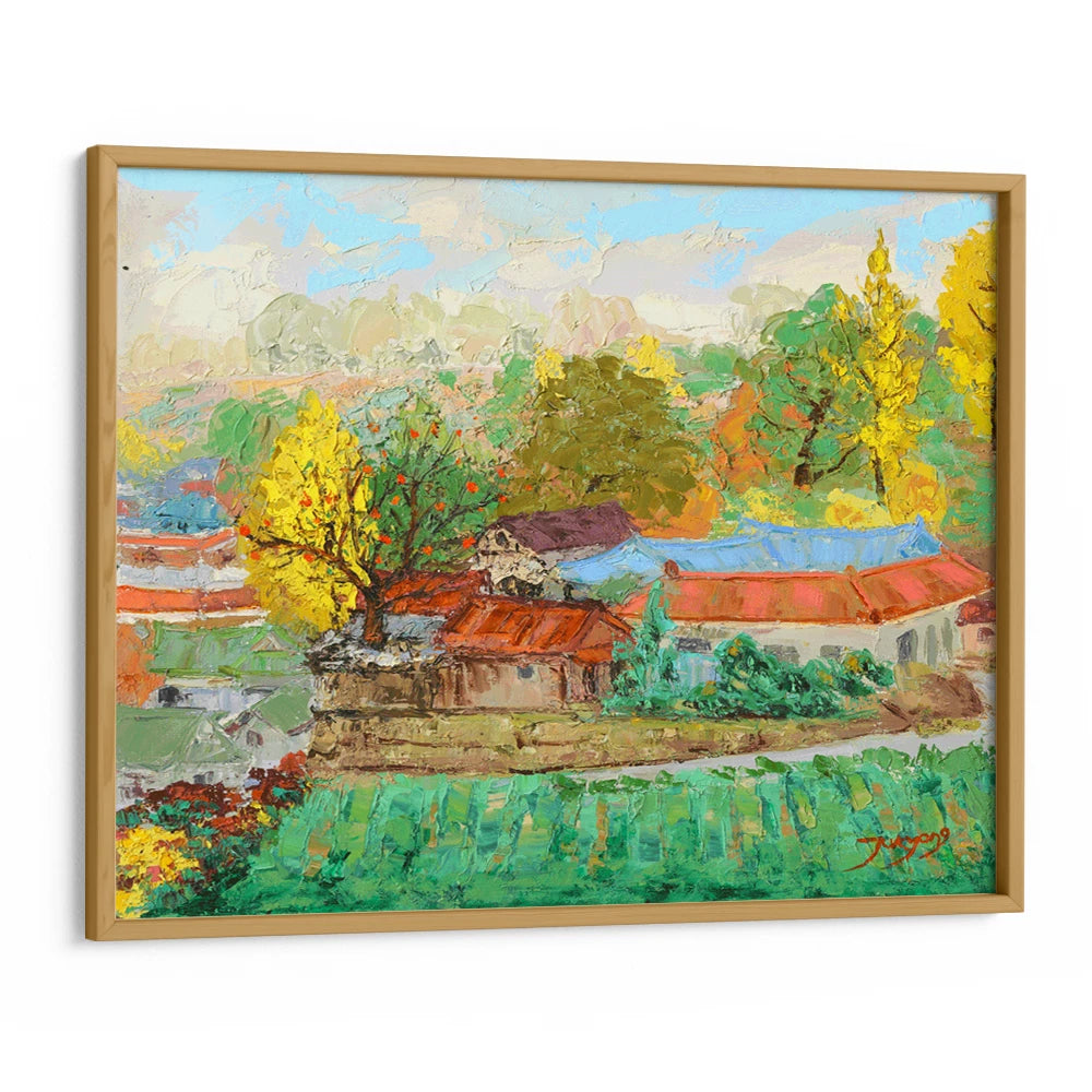 Colorful Autumn Village Landscape Painting - XS / Matte Paper / Rolled Art - Nook At You
