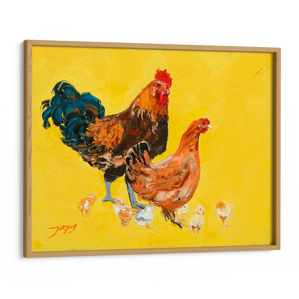 Vibrant Chicken Family Canvas Wall Art For Living Room - XS / Matte Paper / Rolled Art - Nook At You