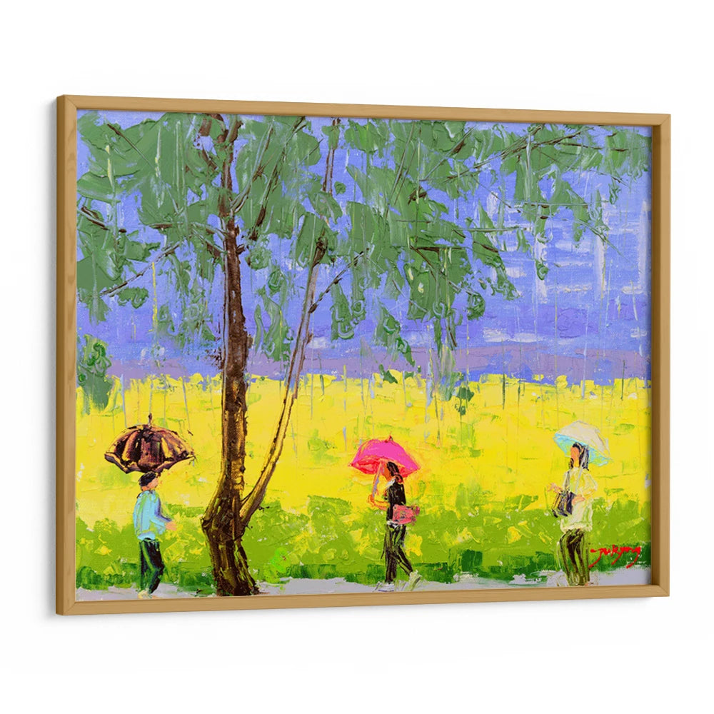 Colorful Rainy Day Walk Canvas Landscape painting - XS / Matte Paper / Rolled Art - Nook At You