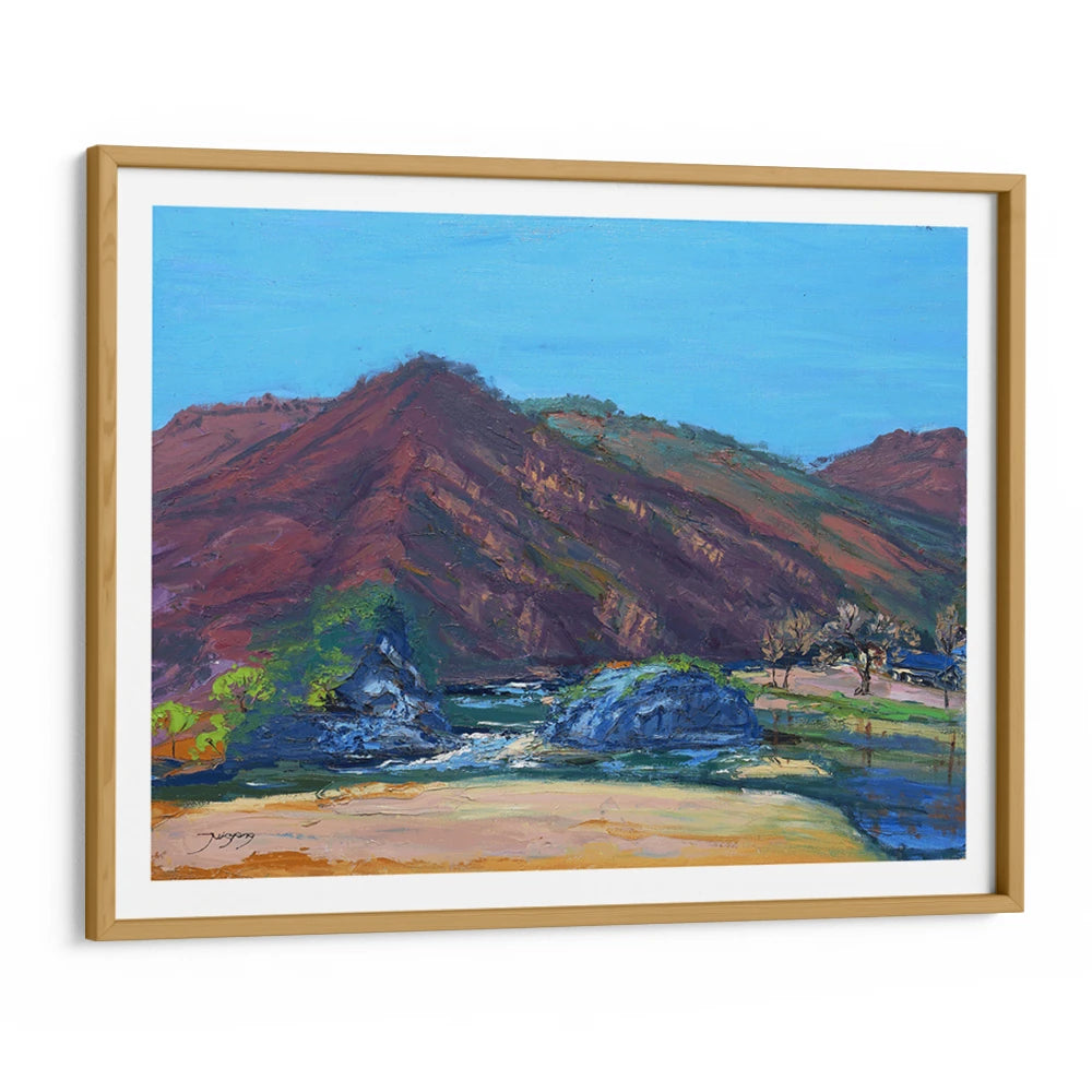 Serene Mountain Beach Landscape Painting - XS / Matte Paper / Rolled Art - Nook At You