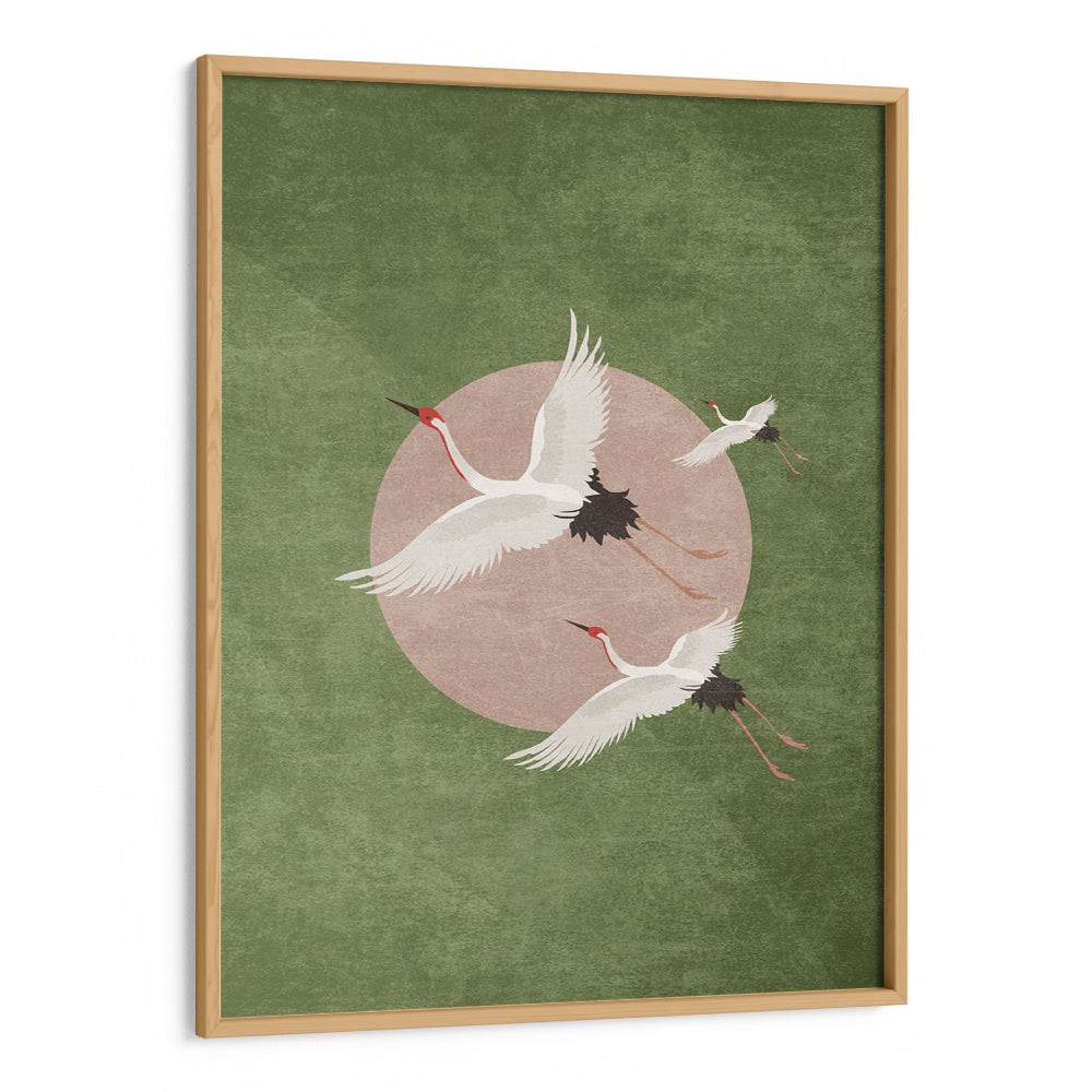 Cranes in Flight - Green Abstract Art - XS / Matte Paper / Rolled Art - Nook At You