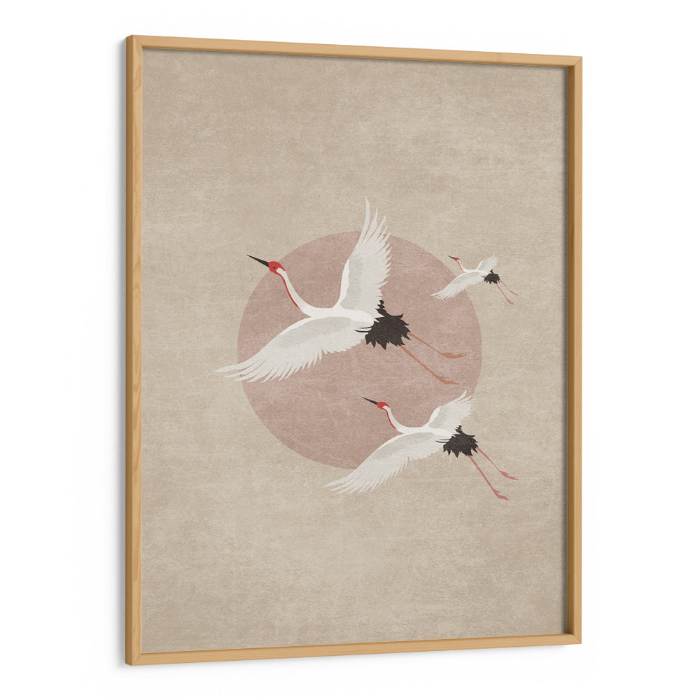 Cranes in Flight - Beige Abstract Wall Art - XS / Matte Paper / Rolled Art - Nook At You