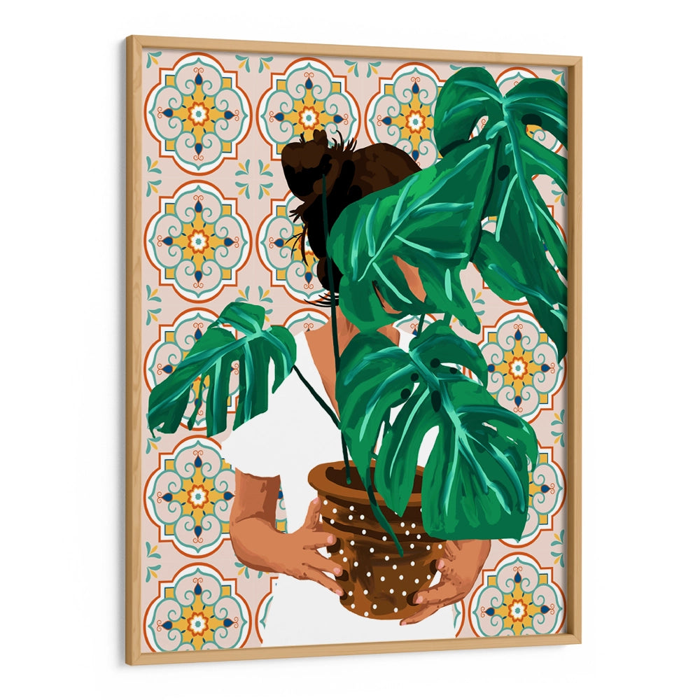 Monstera Plant Lady Boho Art Painting - XS / Matte Paper / Rolled Art - Nook At You