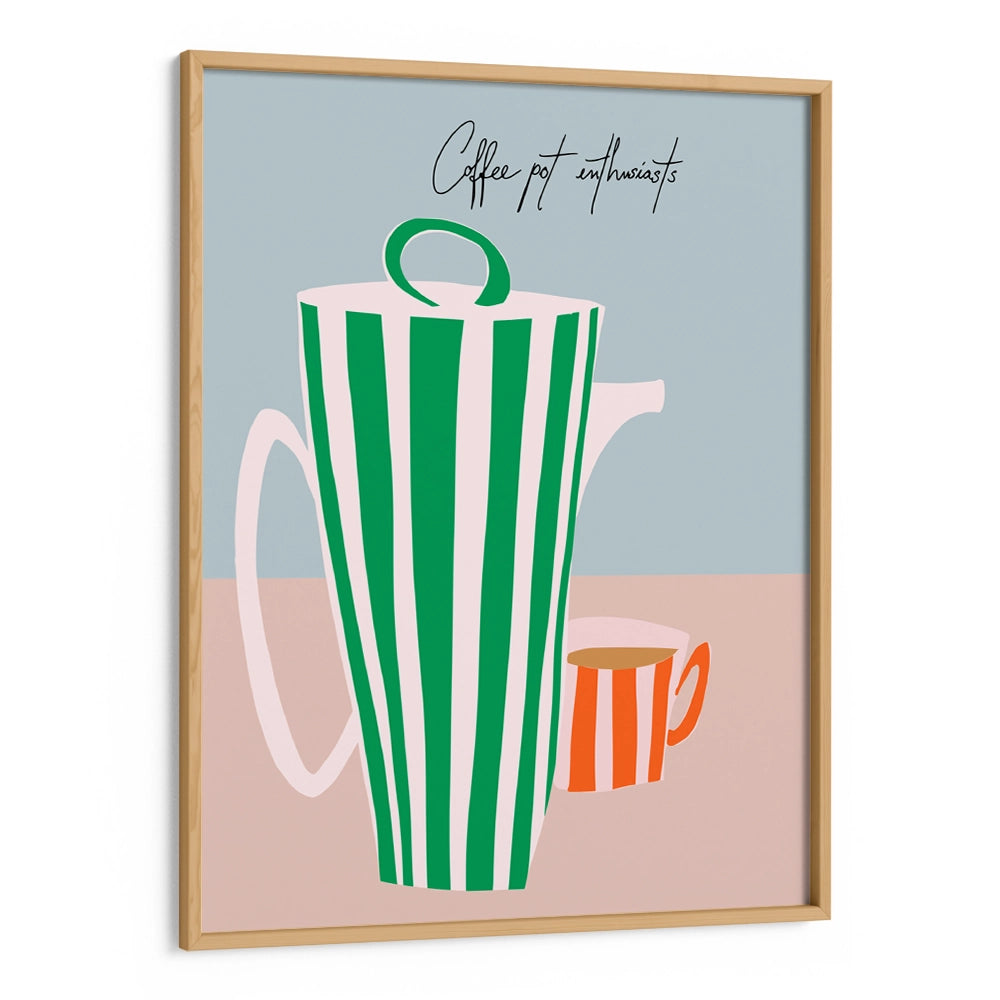 Striped Coffee Pot And Cup Canvas Wall Art For Dining Room - XS / Matte Paper / Rolled Art - Nook At You