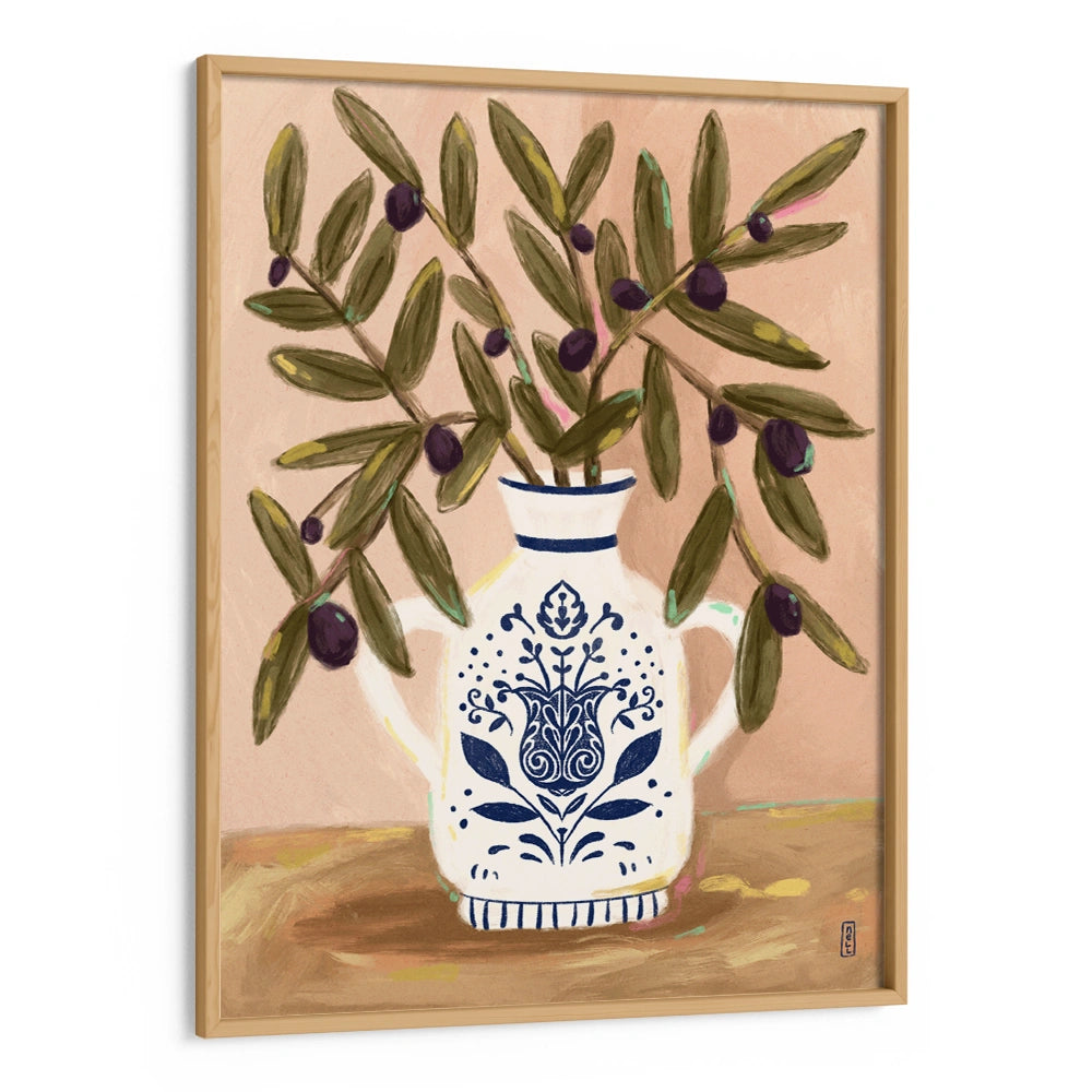 Olive Branches In a Pot Botanical Painting - XS / Matte Paper / Rolled Art - Nook At You