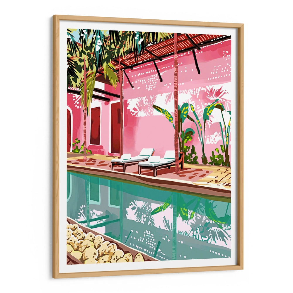 Vacay Villa With Poolside Scene Wall Art Prints - 5XL / Canvas / Rolled Art - Nook At You